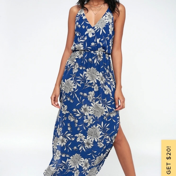 Lulus Dresses & Skirts - Lulu's Along the Waterway Blue Floral Midi Dress